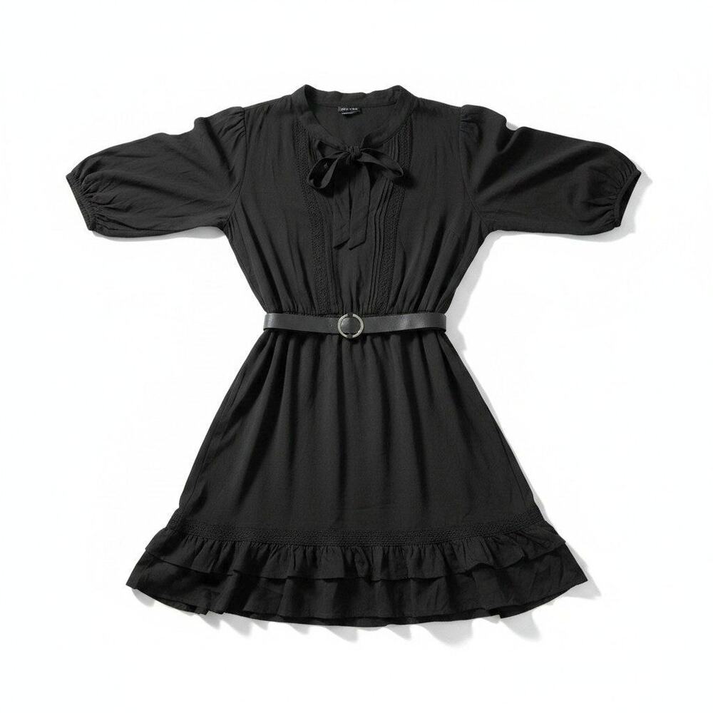 CITY CHIC New Plus Size Womens Precious Tie Tunic Mini Dress Black M 18 Boho LBD